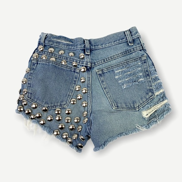 Rustler Studded Distressed Cut Off Jean Shorts - Picture 3 of 6